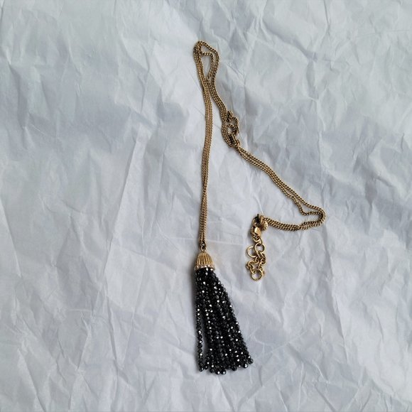 J. CREW Sparkle Beaded Tassel Necklace Pendant - Picture 3 of 4